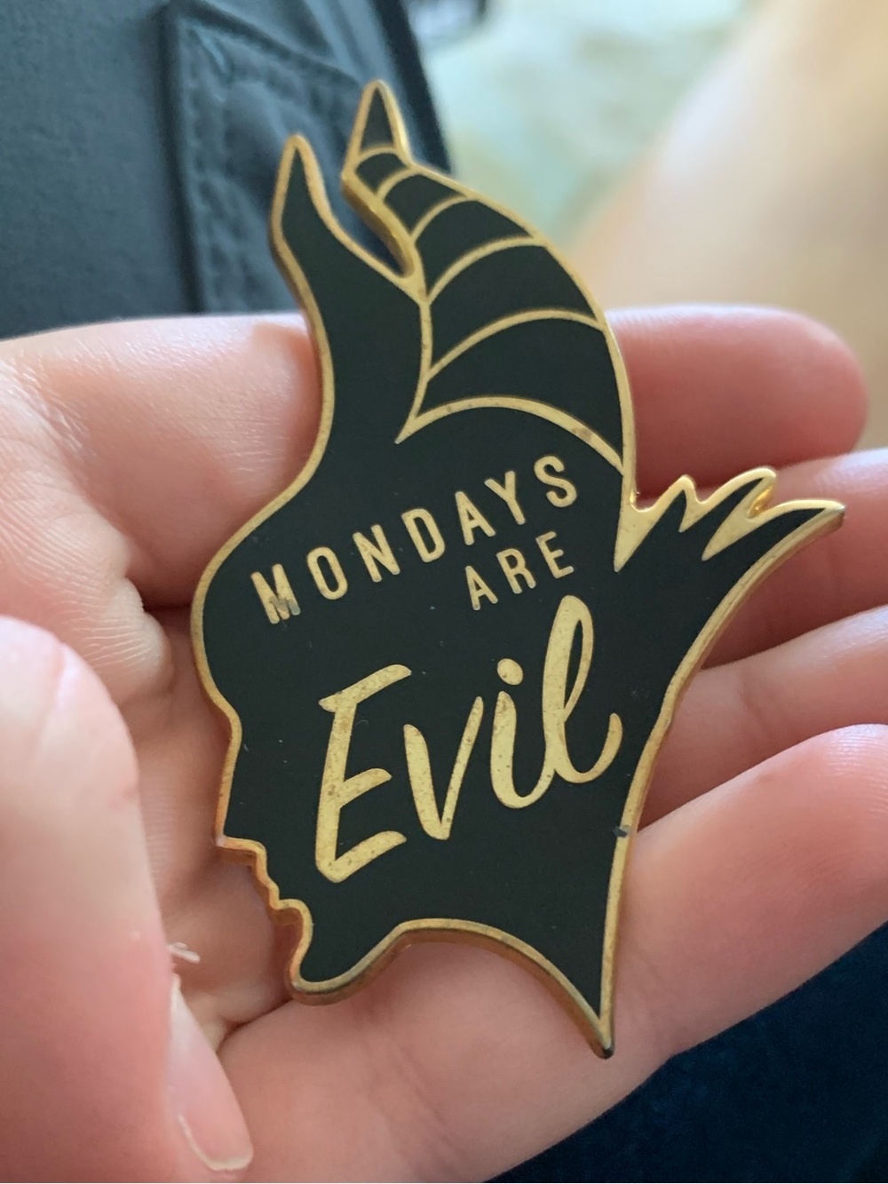 Disney Black & Gold 'Mondays Are Evil' Enamel Pin